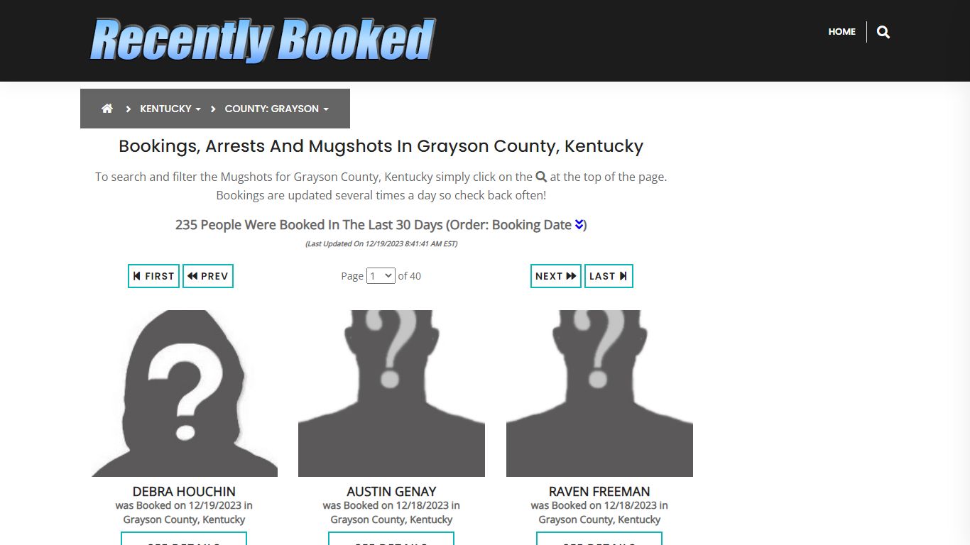 Bookings, Arrests and Mugshots in Grayson County, Kentucky
